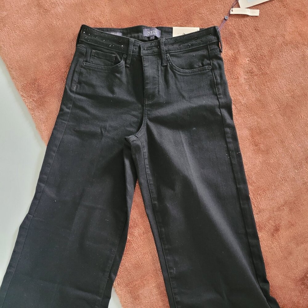 Teresa Wide Leg Ankle Jean with Rhinestone Detail